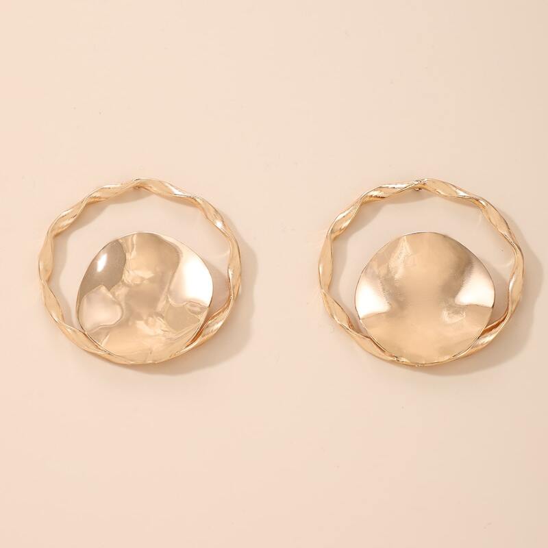 

Disc Ring Drop Earrings, Gold
