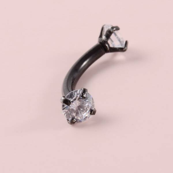 

Rhinestone Decor Eyebrow Nail, Black