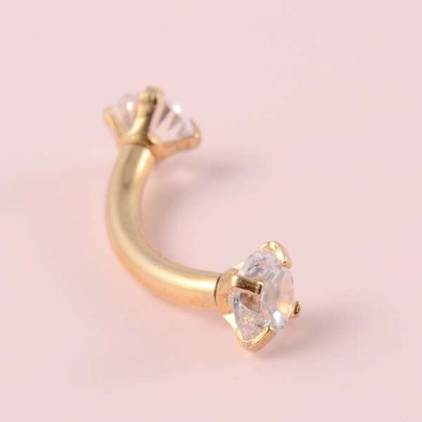 

Rhinestone Decor Eyebrow Nail, Gold