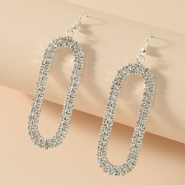 

Rhinestone Geo Drop Earrings, Silver