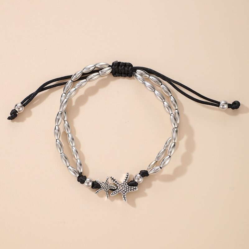 

Starfish Beaded Anklet, Silver