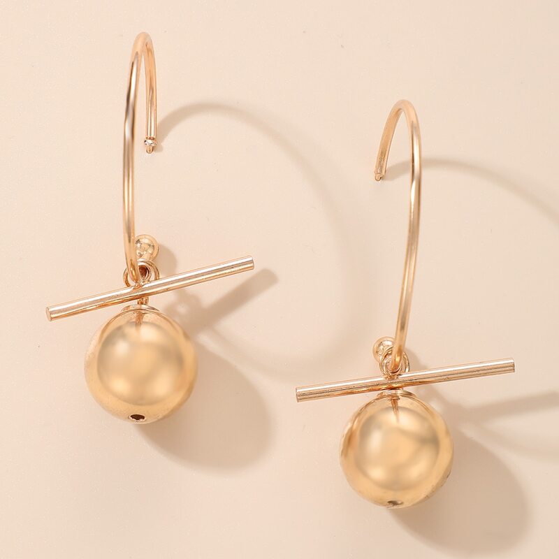 

Ball Hoop Earrings, Gold
