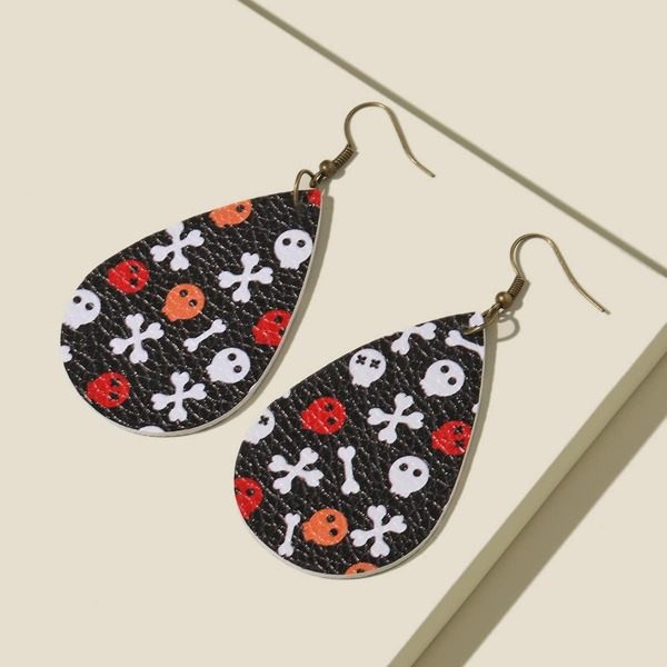 

Skull Pattern Water Drop Design Drop Earrings, Multicolor