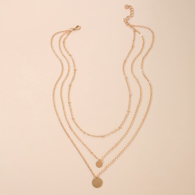 

Disc Layered Necklace, Gold