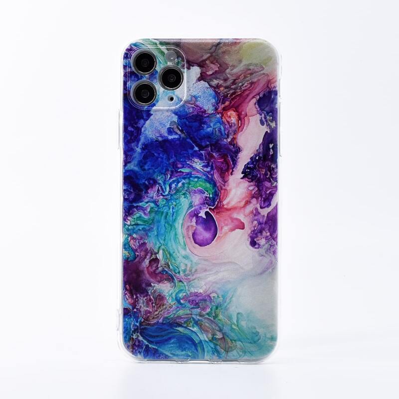 

1pc Colorful Marble Print iPhone Case, Multicolor