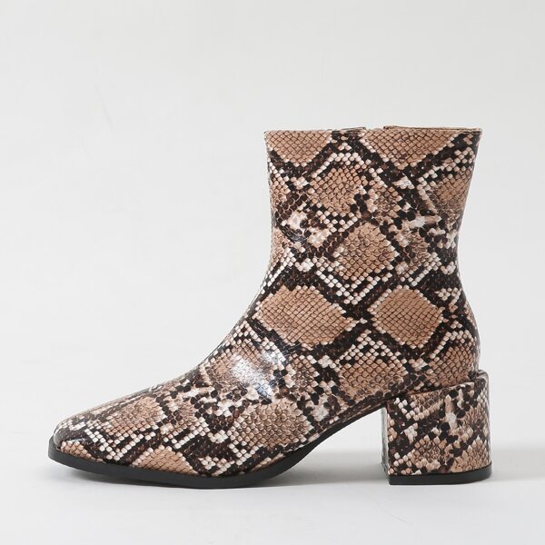 

Snakeskin Print Ankle Boots, Apricot