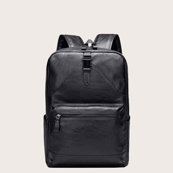 

Men Minimalist Buckle Decor Backpack, Black