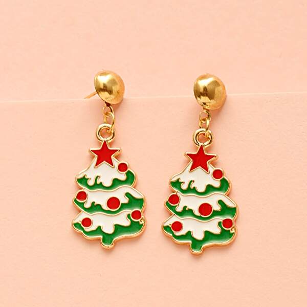 

Christmas Tree Drop Earrings, Multicolor