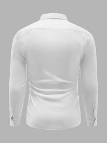 Manfinity Mode Men Button Through Oxford Shirt - White - View 2