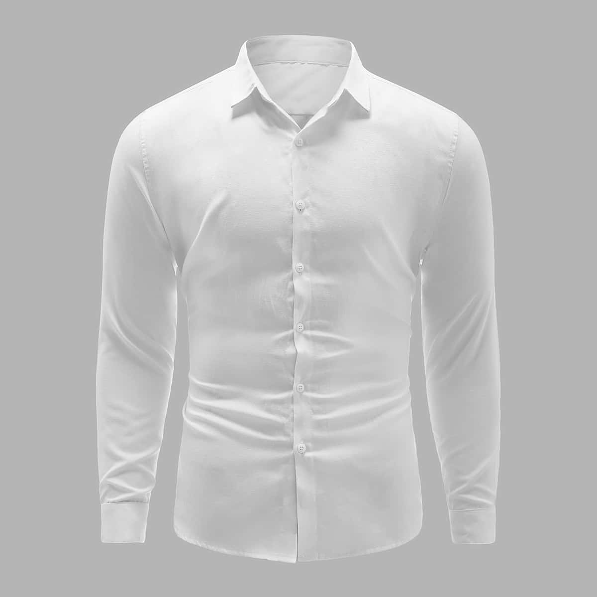 

Guys Solid Button Through Shirt, White