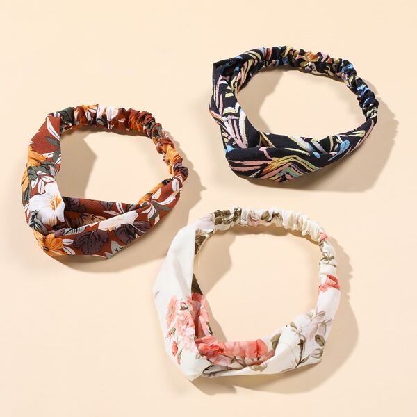 

3pcs Flower Pattern Headband, Multicolor