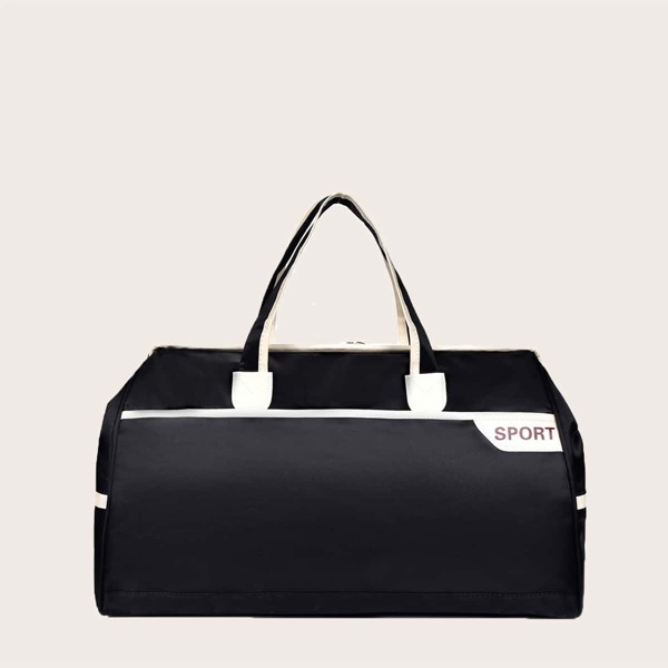 

Letter Graphic Duffle Bag, Black