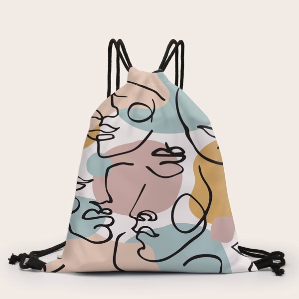 

Abstract Figure Graphic Drawstring Backpack, Multicolor