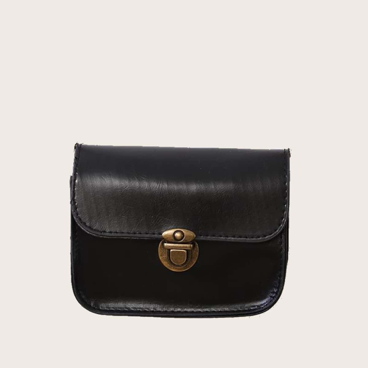 

Solid Chain Crossbody Bag, Black
