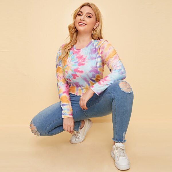 

Plus Tie Dye Lettuce Edge Tee, Multicolor