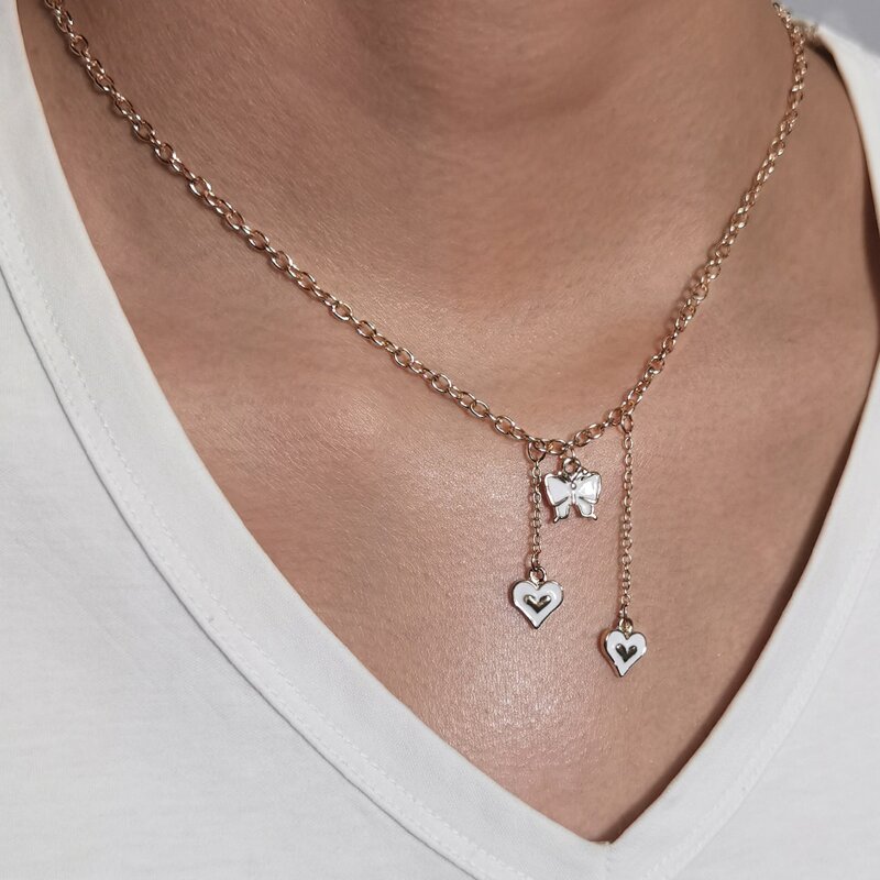 

Butterfly & Heart Pendant Necklace, Gold
