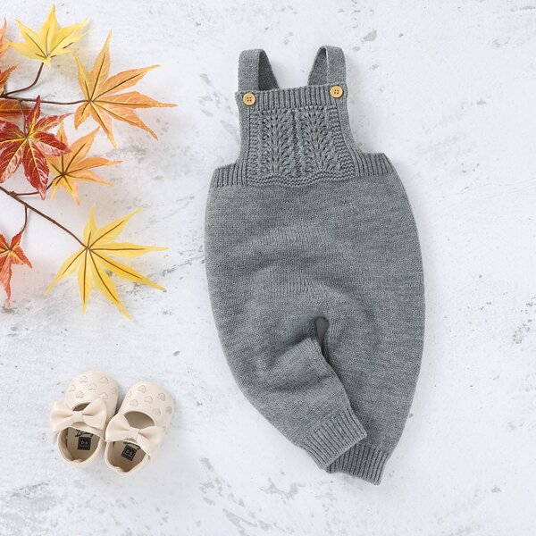 

Baby Girl Cable Knit Overall Jumpsuit, Grey