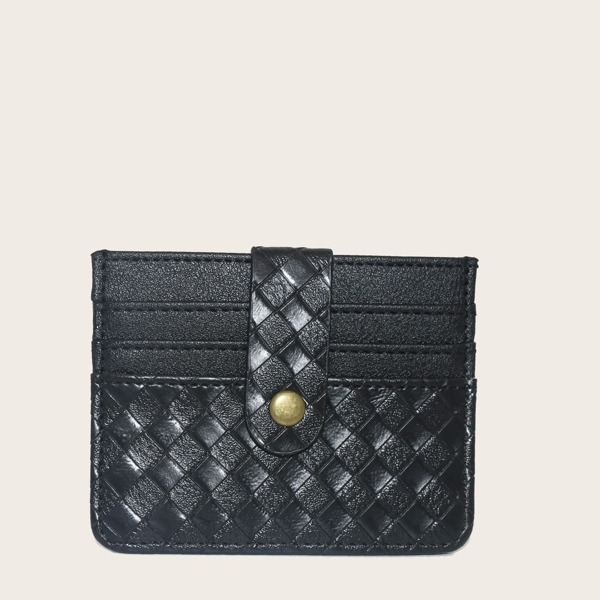 

Men Woven Pattern Card Holder, Black