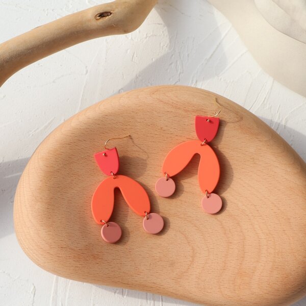 

Acrylic Geometric Drop Earrings, Multicolor