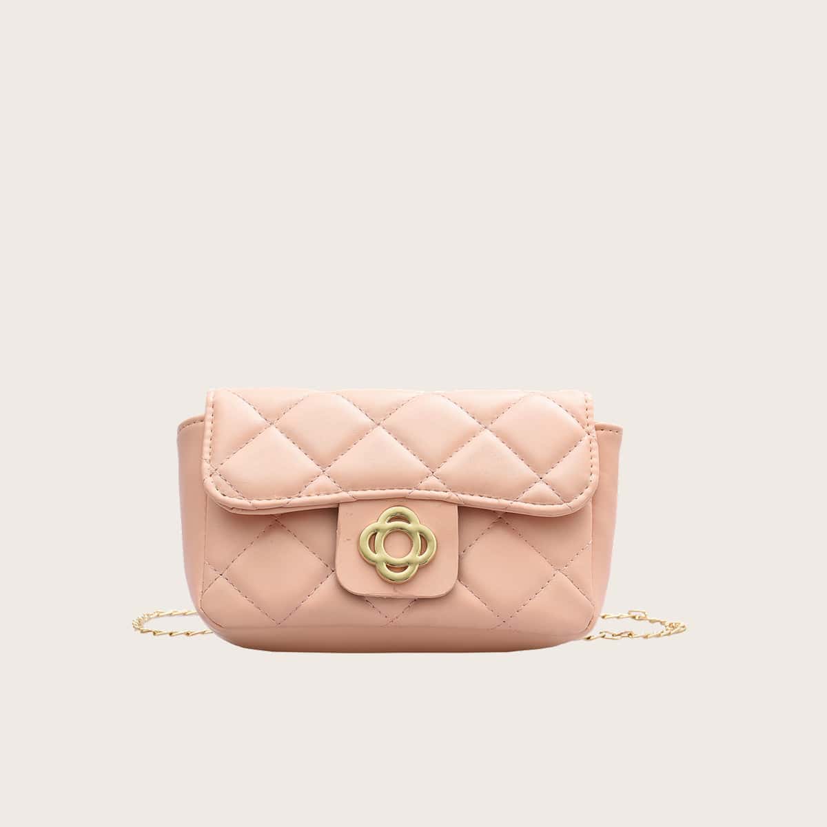 

Quilted Chain Crossbody Bag, Baby pink