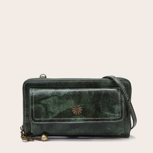 

Pocket Front Zip Around Crossbody Bag, Green