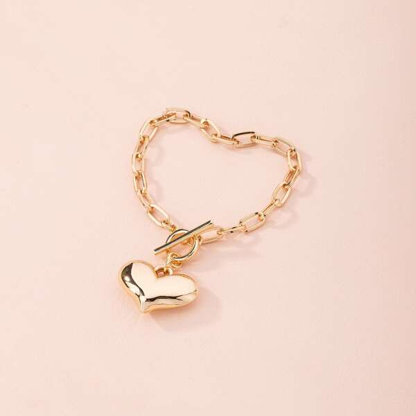 

Heart Charm Bracelet, Gold