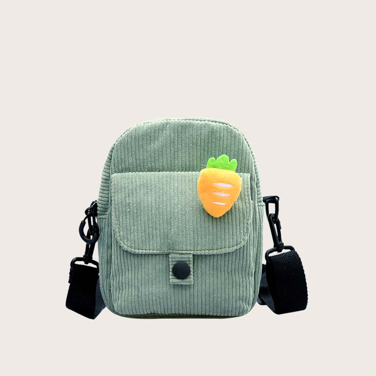

Carrot Corduroy Crossbody Bag, Mint green
