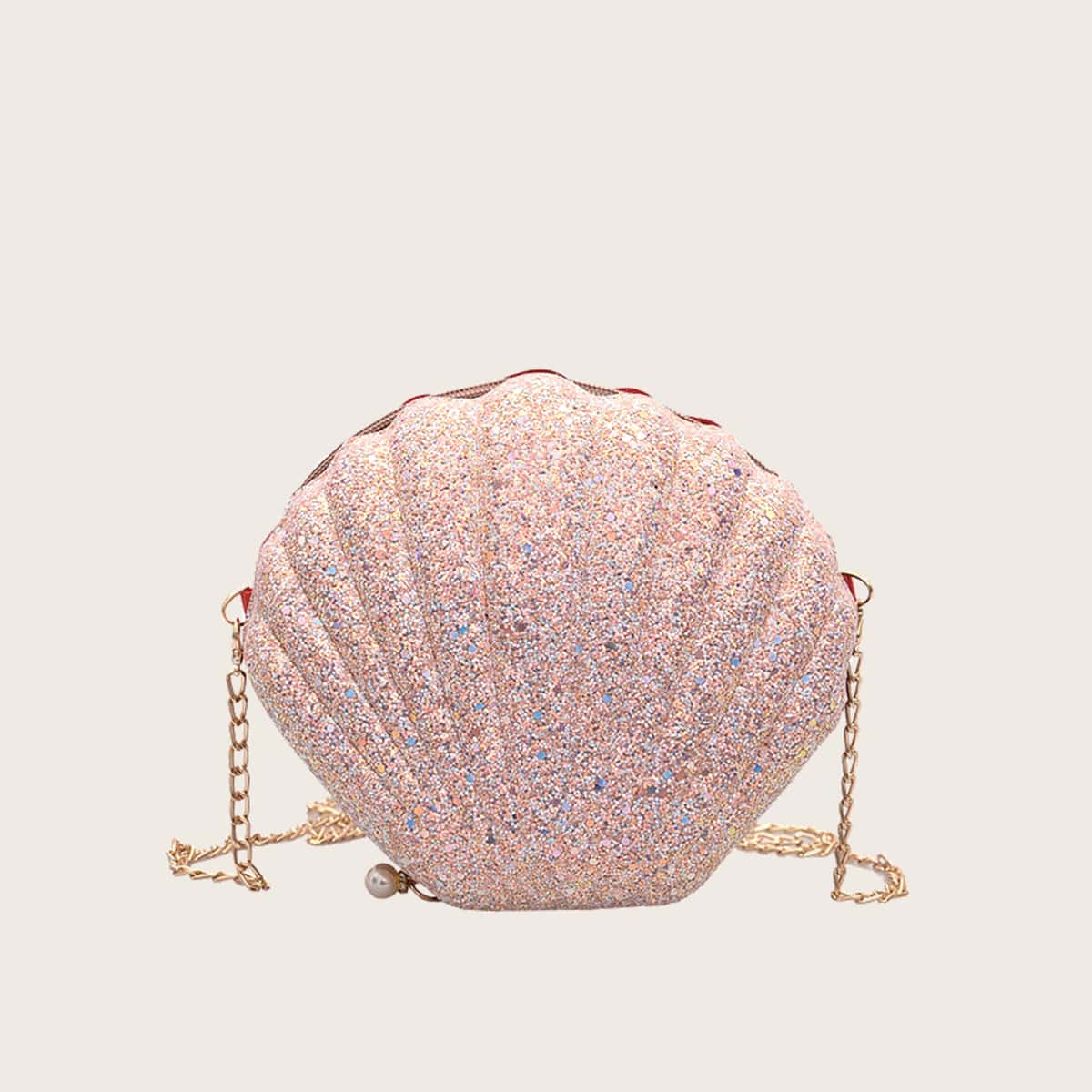 

Glitter Shell Shaped Crossbody Bag, Pink
