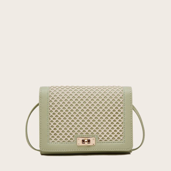 

Contrast Lace Crossbody Bag, Green