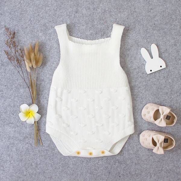

Baby Boy Solid Knit Bodysuit, White