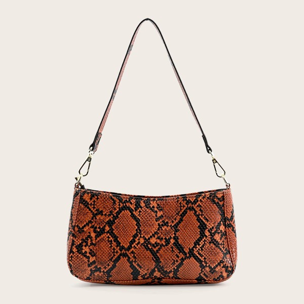 

Snakeskin Print Baguette Bag, Multicolor