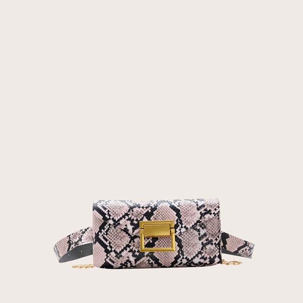 

Snakeskin Print Belt Bag, Pink