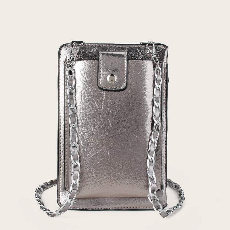 

Mini Ultra Thin Chain Phone Bag, Silver