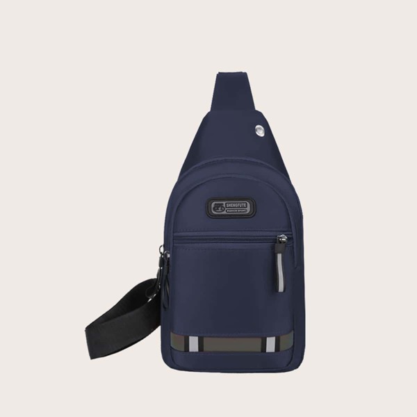 

Men Zipper Front Sling Bag, Blue