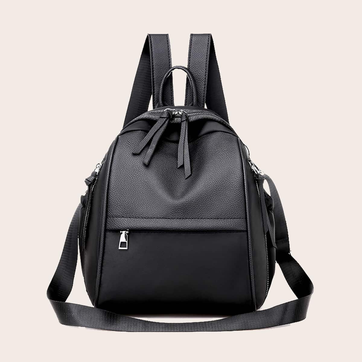 

Minimalist Zip Front Backpack, Black