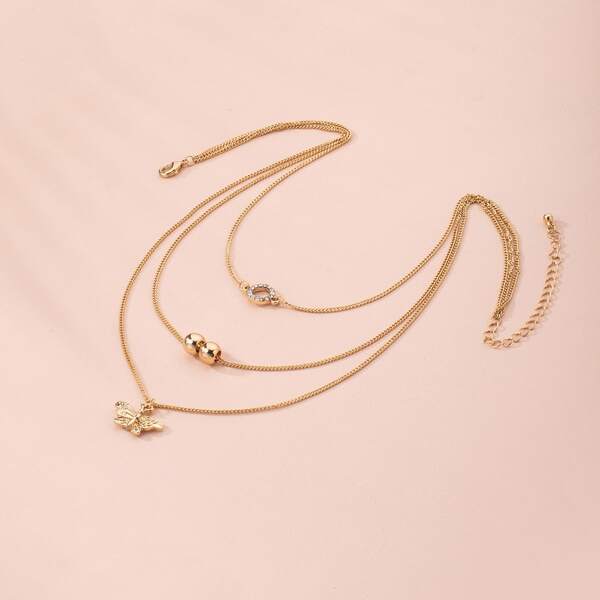 

Butterfly Charm Layered Necklace, Gold