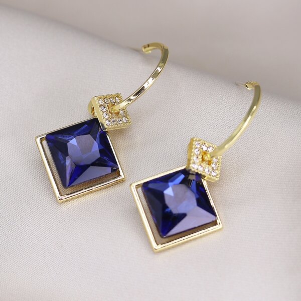 

Gemstone Decor Drop Earrings, Blue
