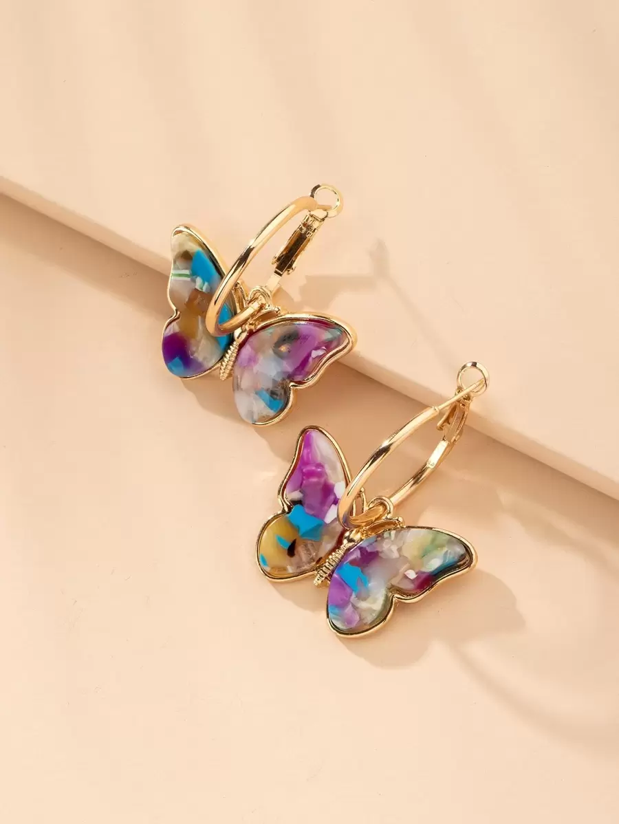 Butterfly Charm Drop Earrings