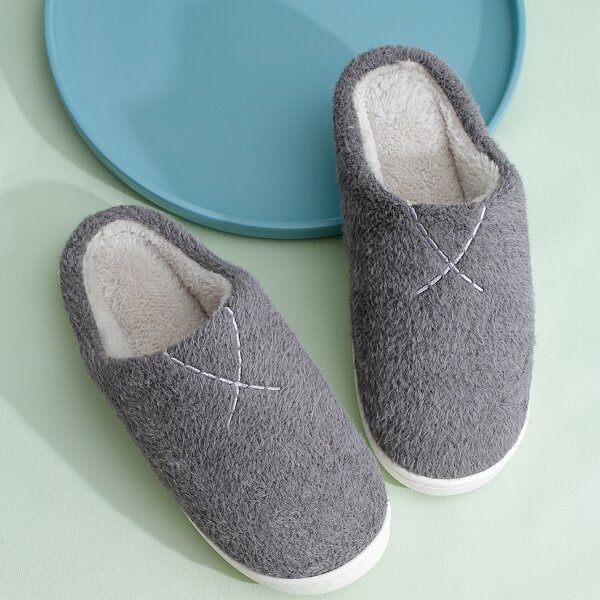 

Men Minimalist Fluffy Slippers, Dark grey