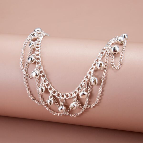 

Bell Charm Chain Bracelet, Silver