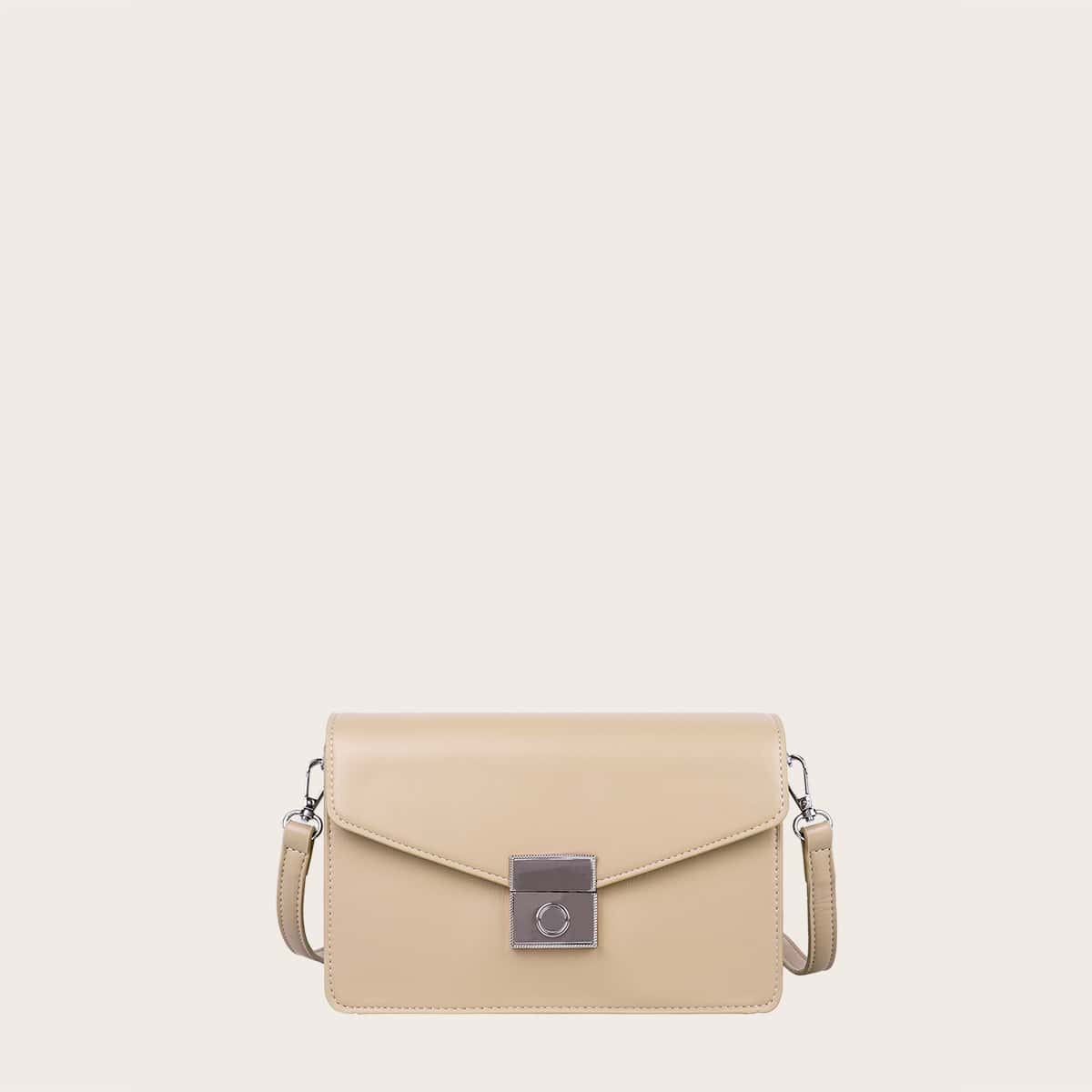 

Metal Lock Flap Crossbody Bag, Yellow