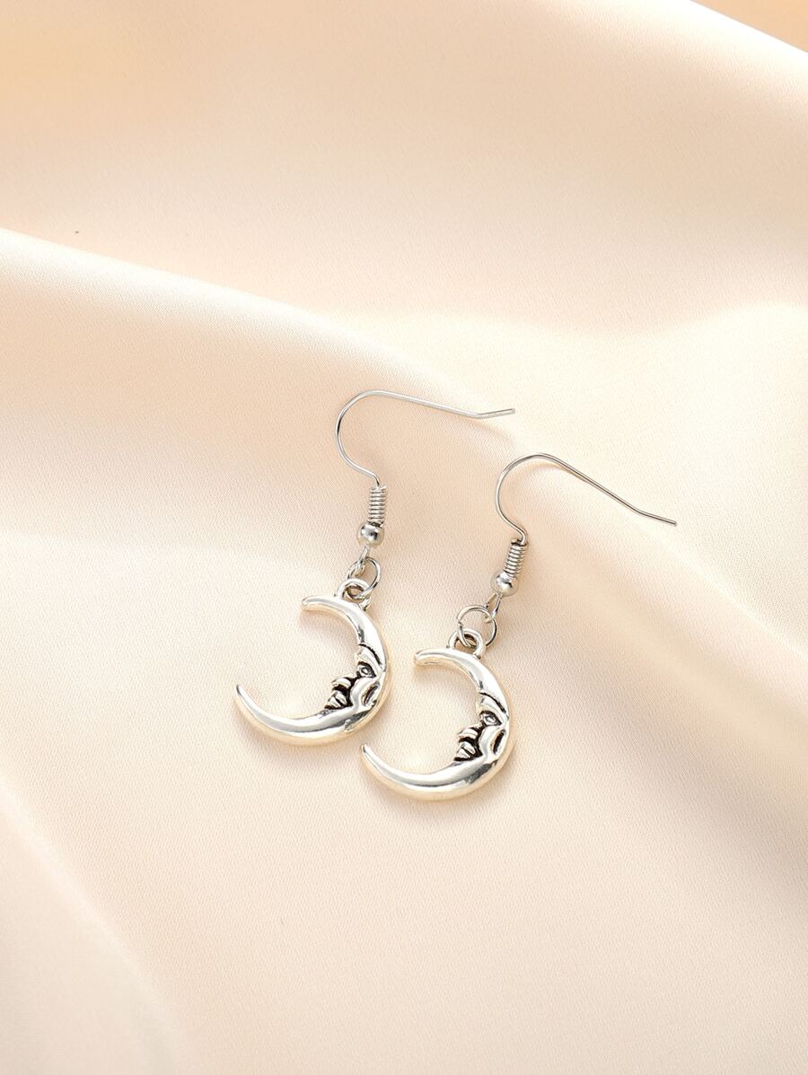 月亮耳墜 - 銀色 - 查看 1