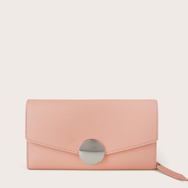 

Metal Round Decor Purse With Card Holder, Pink