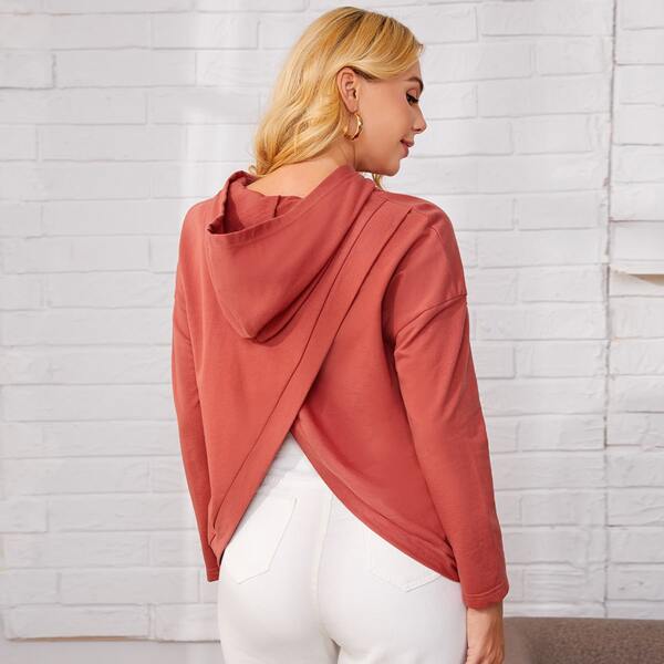 

Maternity Overlap Back Hoodie, Rusty rose