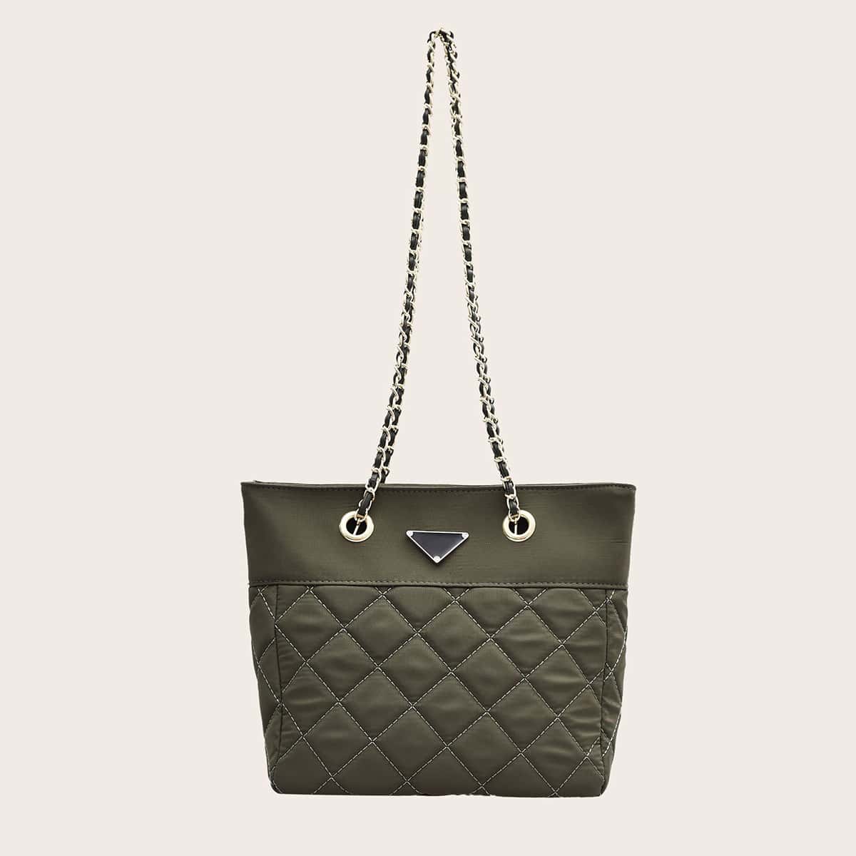 

Quilted Chain Tote Bag, Green