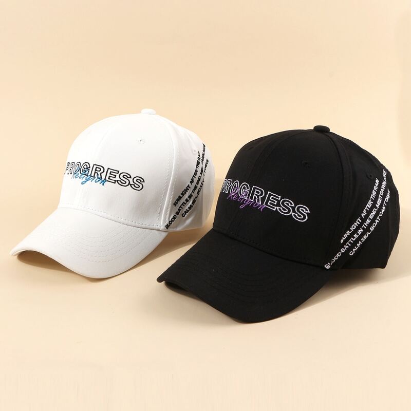 

2pcs Guys Letter Embroidered Baseball Cap, Black and white