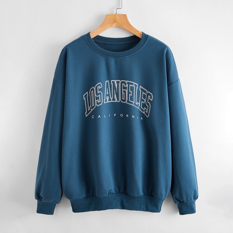 

Letter Graphic Drop Shoulder Sweatshirt, Blue
