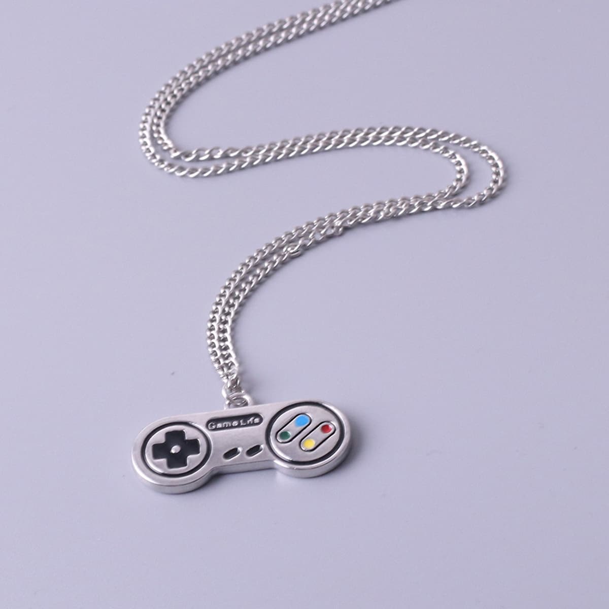 

Guys Game Handle Charm Necklace, Silver