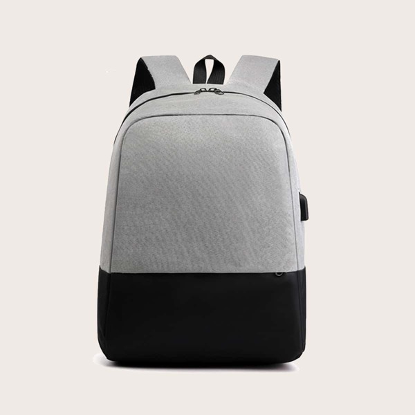 

Men Two Tone Backpack With USB Port, Grey