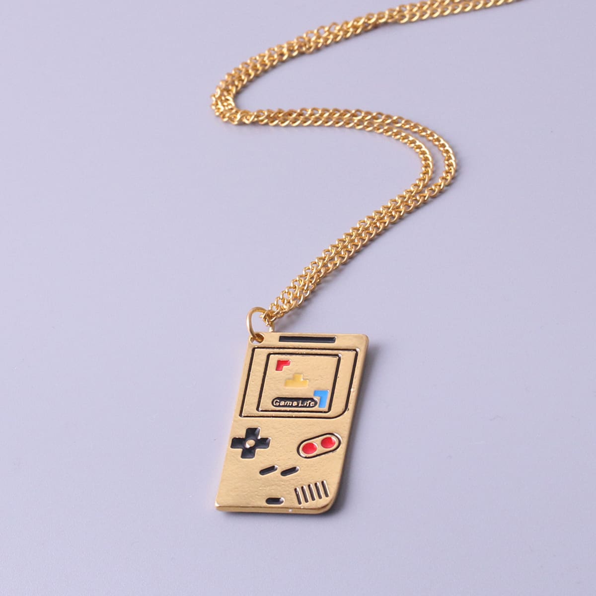 

Guys Game Remote Charm Necklace, Gold